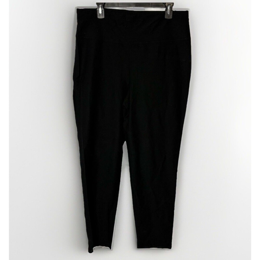 EILEEN FISHER Black Washable Stretch Crepe Slim Ankle Pants Sz Large Minimalist
